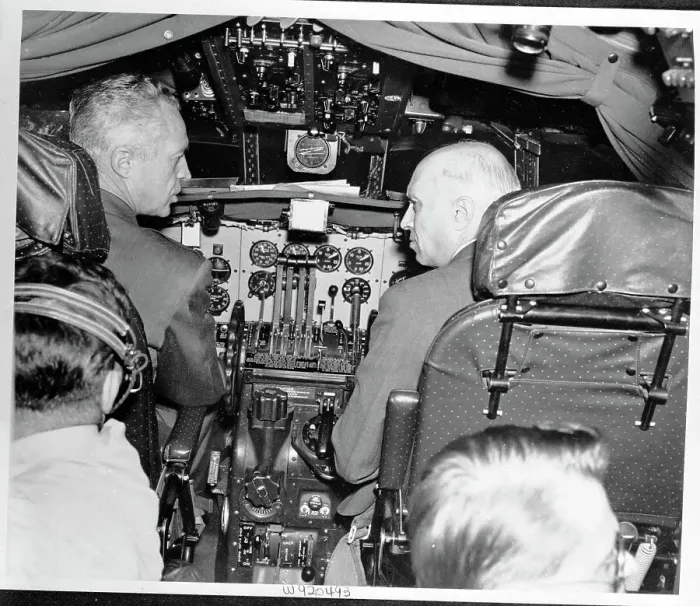 Framed Print : Chester Moomaw Shows Jawaharlal Nehru Controls of Airplane Framed Print : Chester Moomaw Shows Jawaharlal Nehru Controls of Airplane