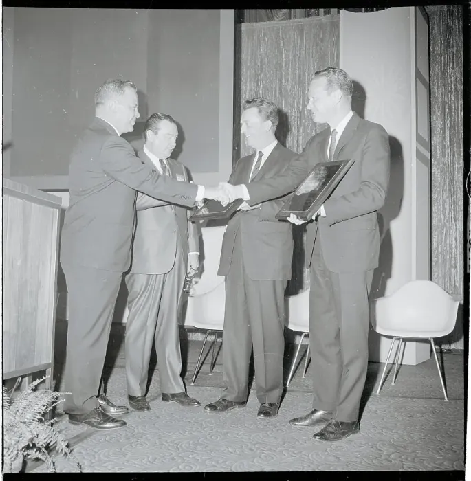 Framed Print : Chet Huntley and David Brinkley Receiving Distinguished Service Award Framed Print : Chet Huntley and David Brinkley Receiving Distinguished Service Award