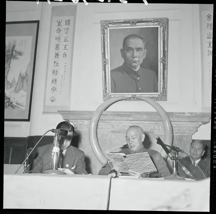 Framed Print : Chiang Kai-Shek Reading a Statement Framed Print : Chiang Kai-Shek Reading a Statement