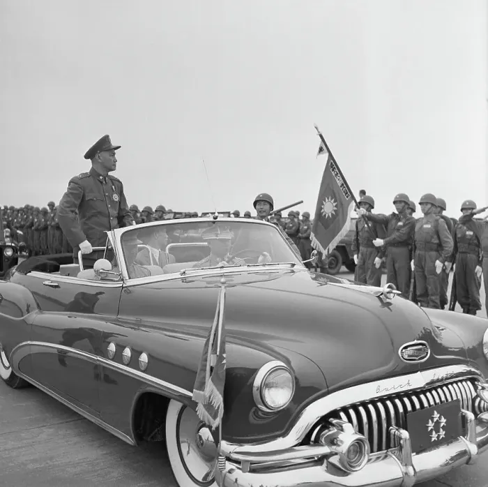 Framed Print : Chiang Kai-Shek Reviewing Troops from Automobile Framed Print : Chiang Kai-Shek Reviewing Troops from Automobile