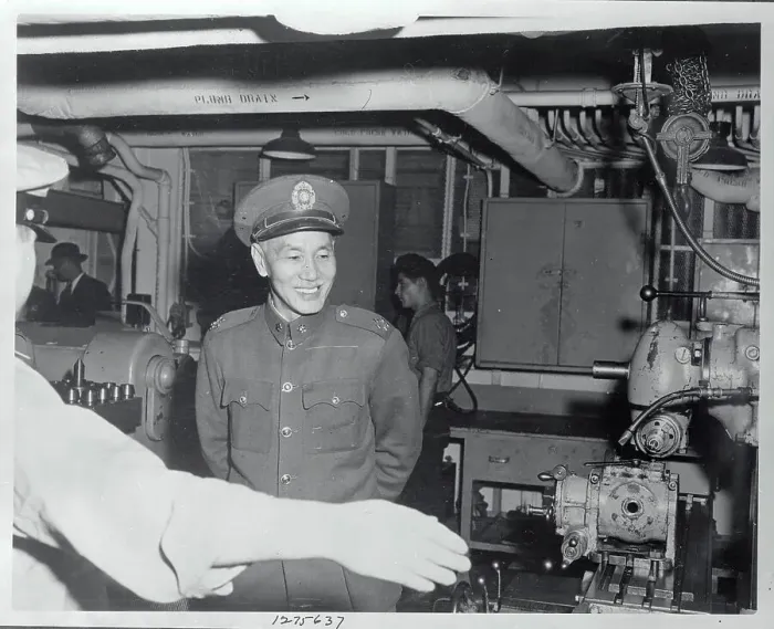 Framed Print : Chiang Kai-Shek Standing on Military Ship