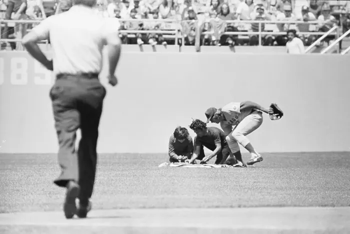 Framed Print : Chicago Cubs Rick Monday Tries to Stop Flag Burning