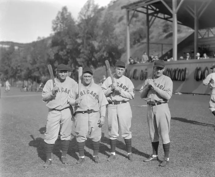 Framed Print : Chicago Cubs Teammates Posing with Baseball Bats Framed Print : Chicago Cubs Teammates Posing with Baseball Bats
