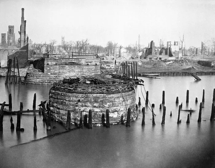 Framed Print : Chicago Fire / 1871 / Ruins Of Bridge Framed Print : Chicago Fire / 1871 / Ruins Of Bridge