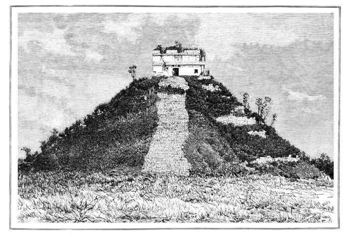 Framed Print : Chichen Itza Kukulcan Temple in Yucatan Mexico 1889
