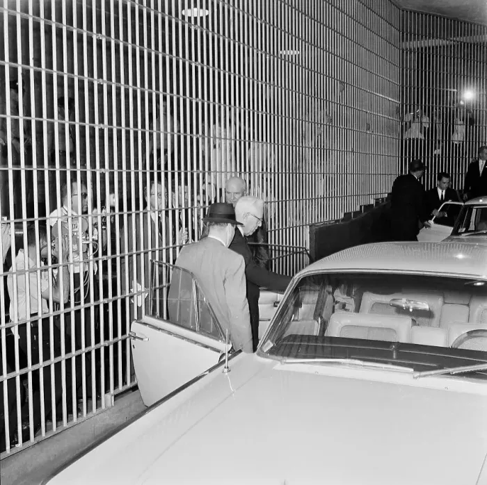 Framed Print : Chief Justice Earl Warren Leaving Dallas County Jail