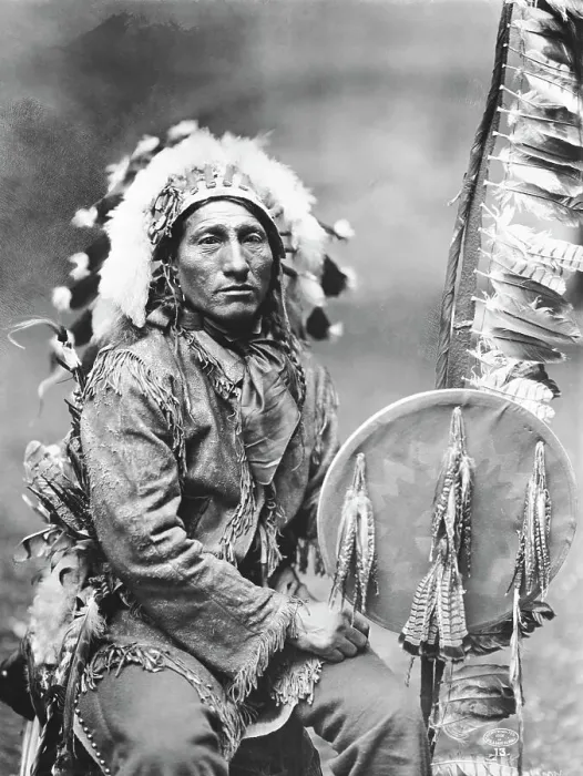 Framed Print : Chief Whirling Man Holding Pole and Shield Framed Print : Chief Whirling Man Holding Pole and Shield