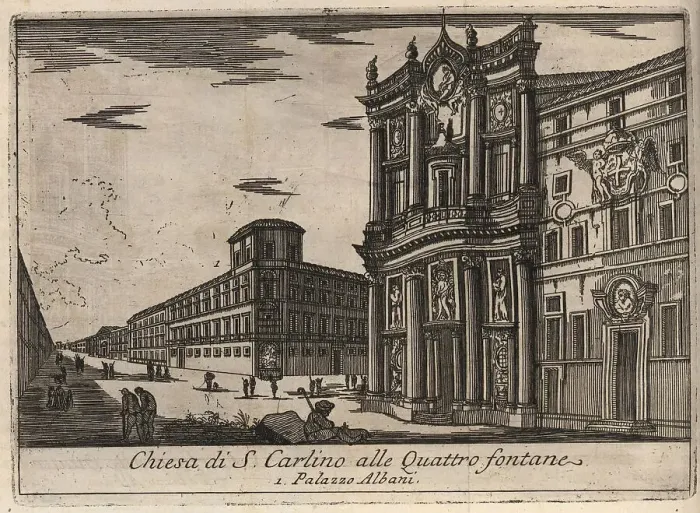 Framed Print : Chiesa di S. Carlino alle Quattro fontane and Palazzo Albani, 1767, Rome, Italy, digital reproduction of an 18th century original, original date unknown