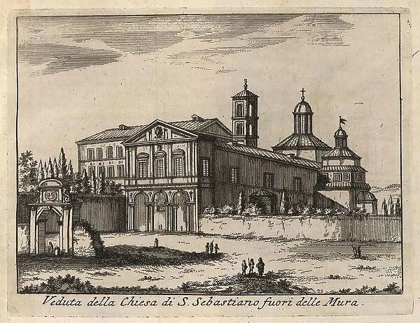 Chiesa di S. Sebastiano fuori delle Mora, 1767, Rome, Italy, digital reproduction of an 18th century original, original date unknown