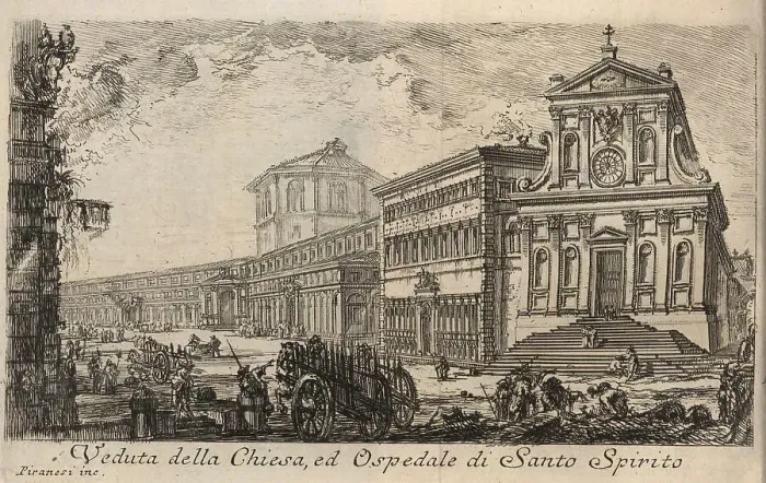 Framed Print : Chiesa ed Ospedale di Santo Spirito, 1767, Rome, Italy, digital reproduction of an 18th century original, original date not known