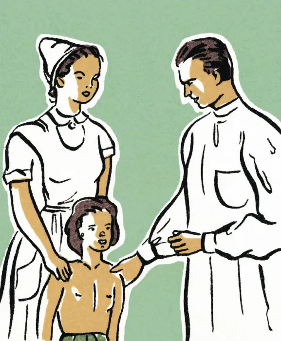 Framed Print : Child with a Doctor and Nurse Framed Print : Child with a Doctor and Nurse