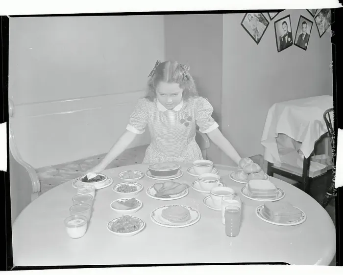 Framed Print : Child Looking at Different Types of Food Framed Print : Child Looking at Different Types of Food