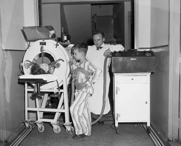 Framed Print : Child And Woman In Iron Lungs Framed Print : Child And Woman In Iron Lungs