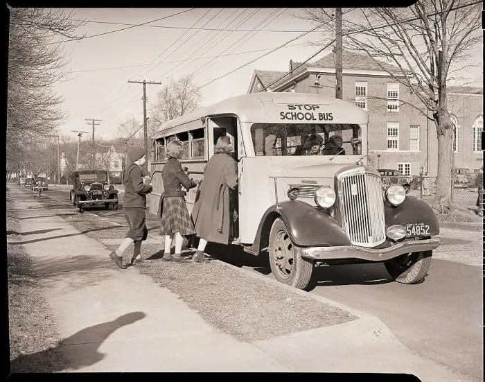 Framed Print : Three Children Boarding School Bus Framed Print : Three Children Boarding School Bus