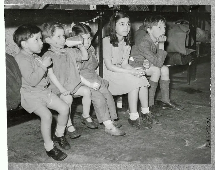 Framed Print : Children in Bomb Shelter Framed Print : Children in Bomb Shelter