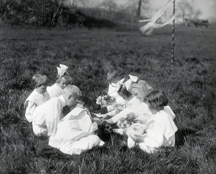 Framed Print : Children Celebrate May Day In Field Framed Print : Children Celebrate May Day In Field