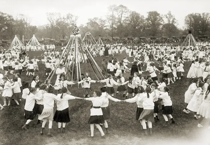 Framed Print : Children Dancing Around Maypole in Central Park Framed Print : Children Dancing Around Maypole in Central Park