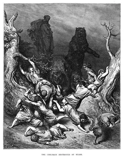 The children destroyed by bears engraving 1870