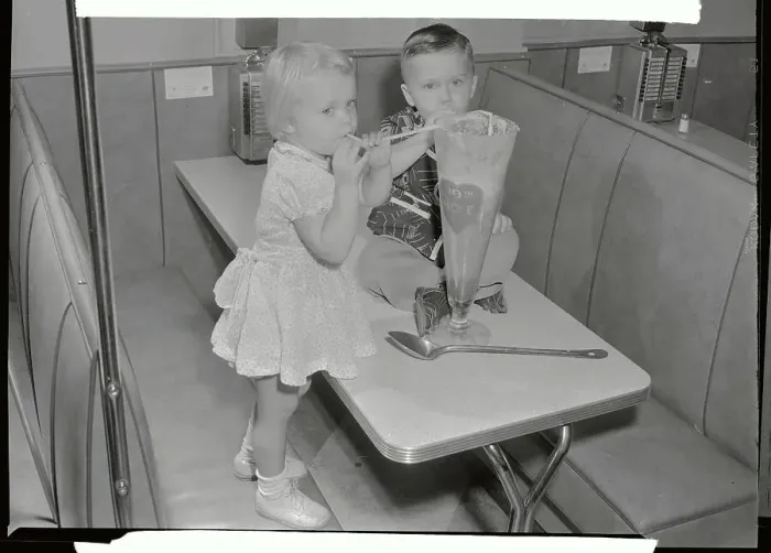 Framed Print : Two Children Eating Enormous Ice Cream Sundae Framed Print : Two Children Eating Enormous Ice Cream Sundae