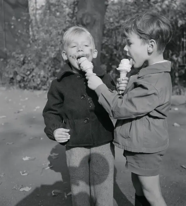 Framed Print : Two Children Eating Ice Cream Cones Framed Print : Two Children Eating Ice Cream Cones