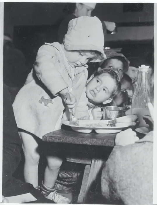 Framed Print : Children Eating at Red Cross Station Framed Print : Children Eating at Red Cross Station