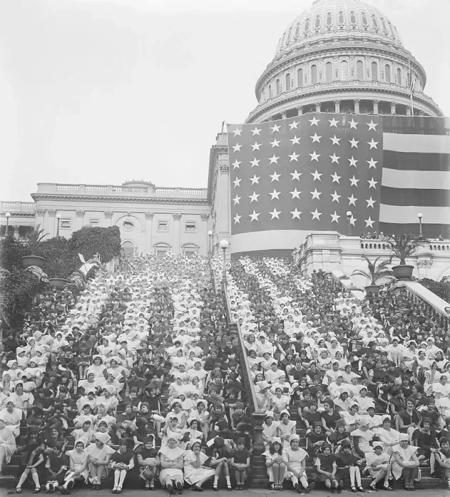 Framed Print : Children Form Human Flag on Capitol Step Framed Print : Children Form Human Flag on Capitol Step