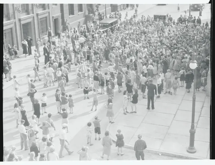 Framed Print : Children Gathering as Movie Extras