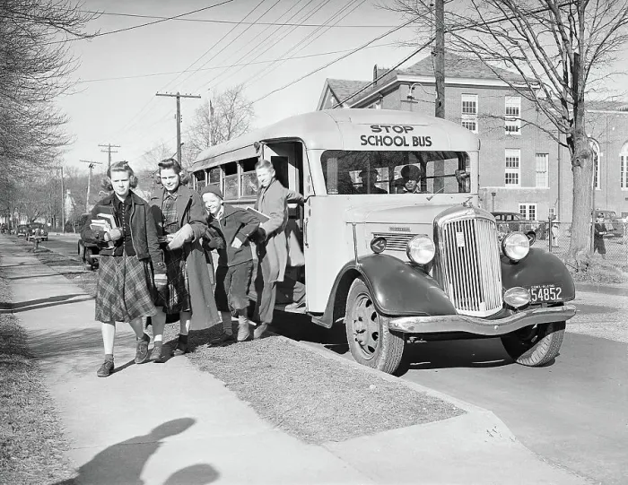Framed Print : Children Getting off School Bus Framed Print : Children Getting off School Bus
