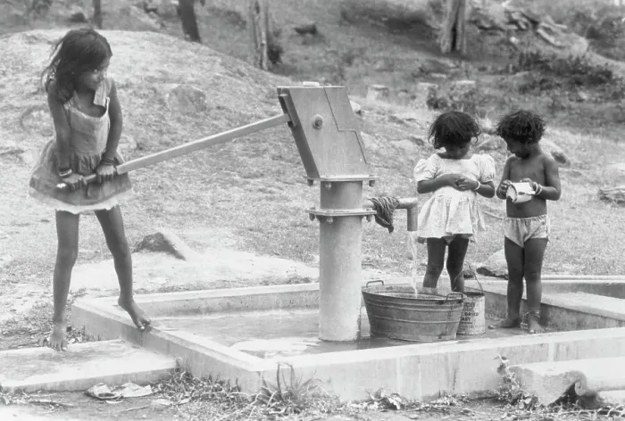 Framed Print : Children Getting Water from Handpump Framed Print : Children Getting Water from Handpump