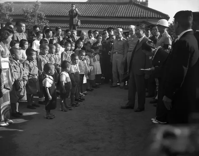 Framed Print : Children Greeting Hirohito Framed Print : Children Greeting Hirohito