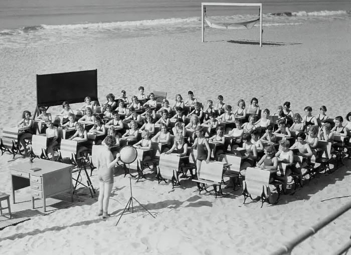 Framed Print : Children Having Class on the Beach Framed Print : Children Having Class on the Beach