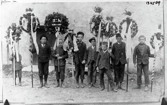 Framed Print : Children Holding Poles with Apple Wreath Framed Print : Children Holding Poles with Apple Wreath