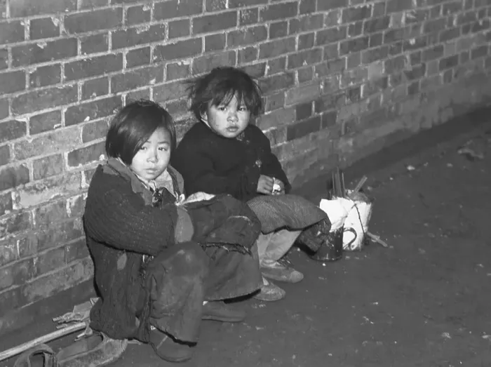 Framed Print : Children Huddled Against Wall Framed Print : Children Huddled Against Wall