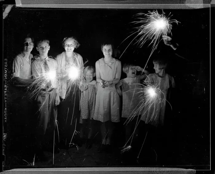 Framed Print : Children Laughing and Holding Sparklers Framed Print : Children Laughing and Holding Sparklers