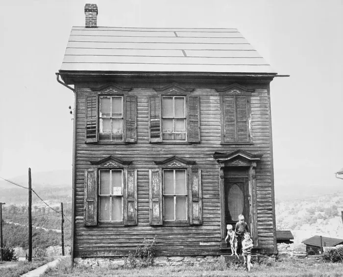 Framed Print : Children Leaving Abandoned House Framed Print : Children Leaving Abandoned House