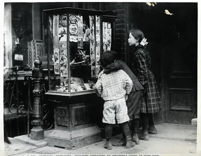 Framed Print : Children Looking At Christmas Cards Framed Print : Children Looking At Christmas Cards
