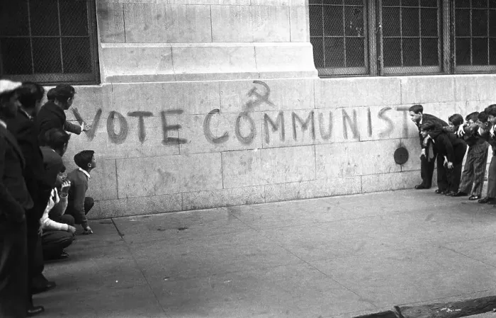 Framed Print : Children Looking at Communist Graffiti Framed Print : Children Looking at Communist Graffiti