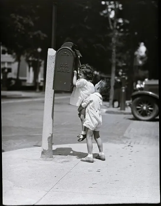 Framed Print : Children Mailing Letter Framed Print : Children Mailing Letter