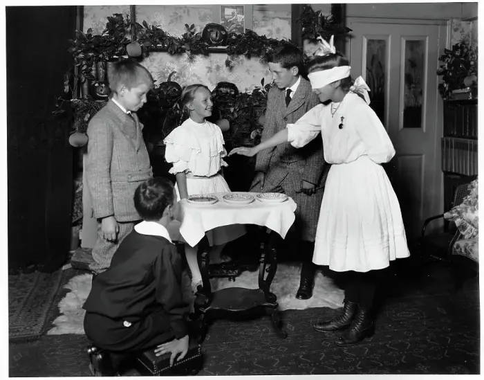 Framed Print : Children Playing A Halloween Game Framed Print : Children Playing A Halloween Game