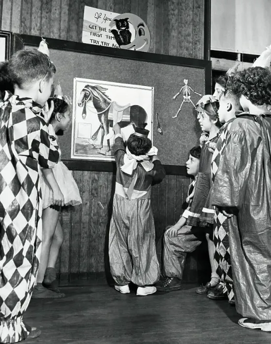 Framed Print : Children Playing Pin the Tail on the Donkey Framed Print : Children Playing Pin the Tail on the Donkey