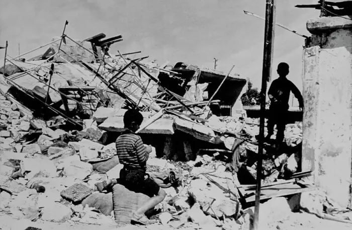 Framed Print : Children Playing In Rubble Framed Print : Children Playing In Rubble