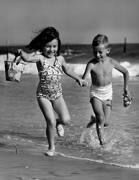 Children playing at seashore
