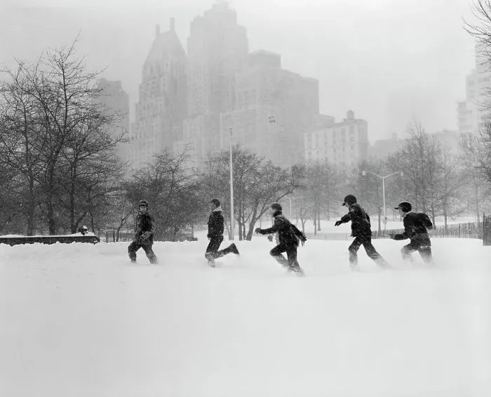 Framed Print : Children Playing in Snow in Central Park Framed Print : Children Playing in Snow in Central Park