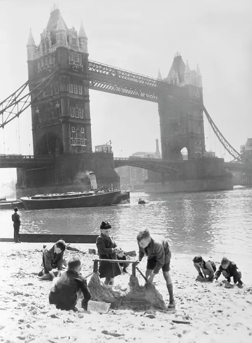 Framed Print : Children Playing Along the Thames Framed Print : Children Playing Along the Thames