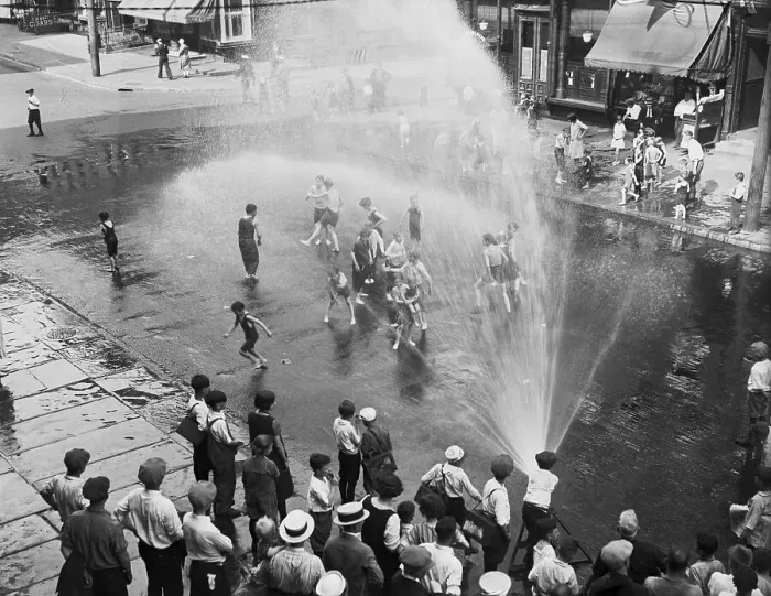 Framed Print : Children Playing in the Water from a Fire Hydrant Framed Print : Children Playing in the Water from a Fire Hydrant