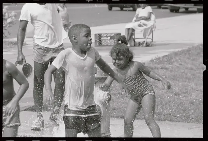 Framed Print : Children Playing in Water Hydrant