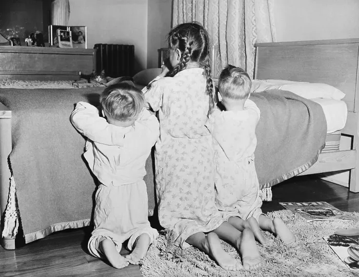 Framed Print : Children Praying at Bedtime Framed Print : Children Praying at Bedtime