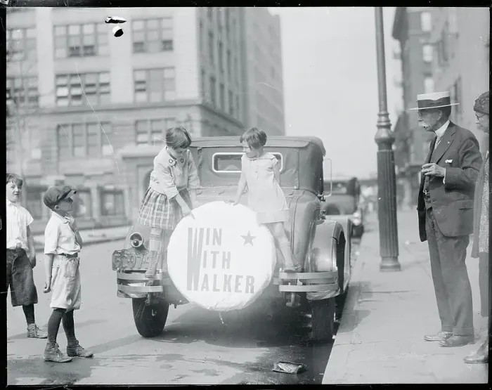 Framed Print : Children on Propped Car for Mayoral Candidate Framed Print : Children on Propped Car for Mayoral Candidate