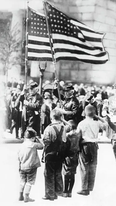 Framed Print : Children Saluting Flags at Memorial Day Parade Framed Print : Children Saluting Flags at Memorial Day Parade