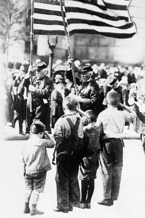 Framed Print : Children Saluting Flags at Memorial Day Parade Framed Print : Children Saluting Flags at Memorial Day Parade